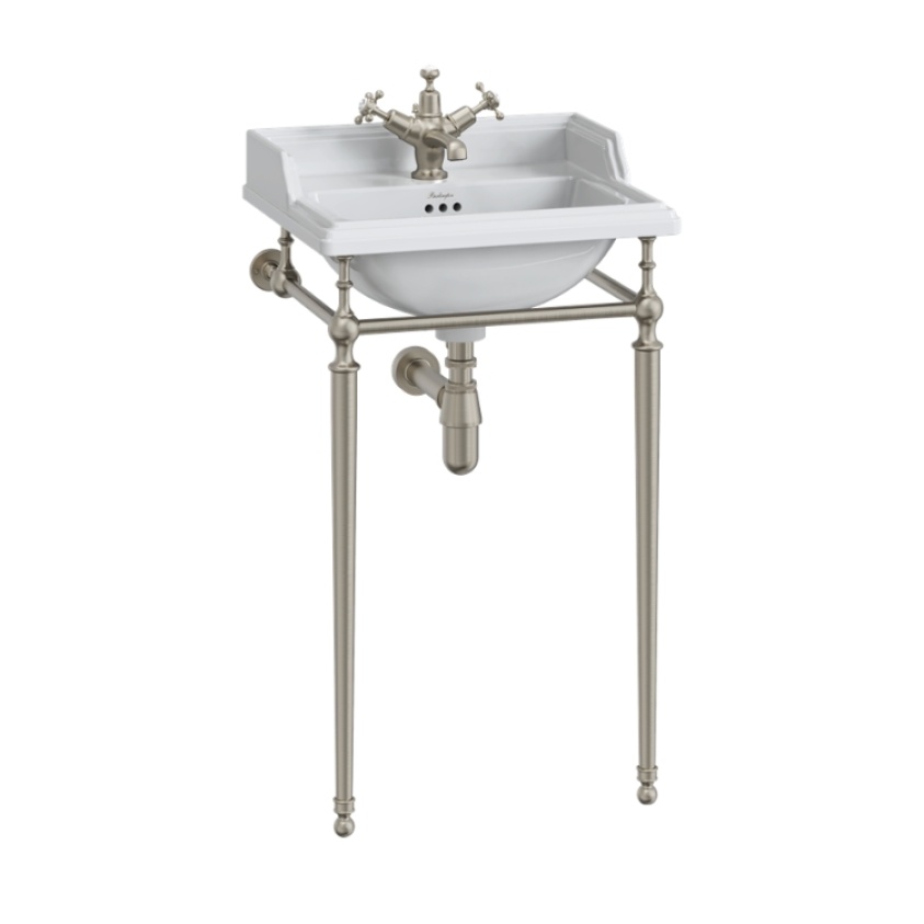 Product Cut out image of the Burlington Classic 510mm Basin & Brushed Nickel Washstand